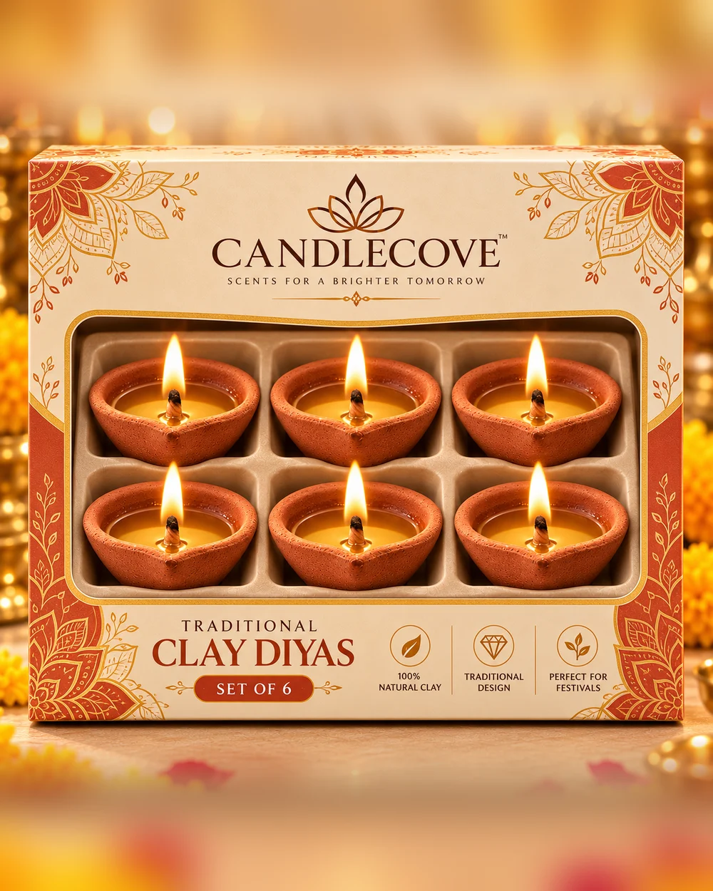 Scented Clay Diyas · Set of 6